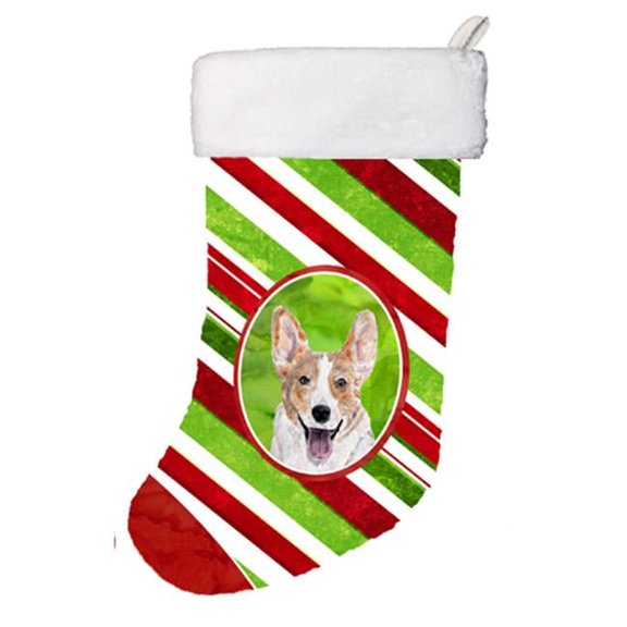 Cardigan Corgi Candy Cane Christmas Christmas Stocking- - 11 x 8 In.