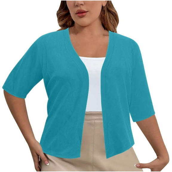 Cardigan for Dress Plus Size New Short Sleeve Cardigans for Women Plus Size Casual Loose Knitted Sweater Oversized Open Front Outerwear Mint Green XXL