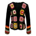 thumbnail image 1 of Cardigan For Women Bohemian Crochet Long Sleeve Lace Knit Sweater Handmade Ethnic Rainbow Open Front Top Lightweight Cardigans, 1 of 3
