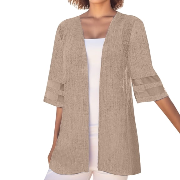 Cardigan For Women Casual V Neck Solid Open Front Summer Short Sleeve Shirts Blouses Going Out Cover Up Lightweight Cardigans