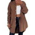 thumbnail image 1 of Women'S Cardigans Fall Shirts Thin Linen Trench Coats Button Stand Solid Color Long Sleeve Mid Length Jackets Cardigan For Women, 1 of 9