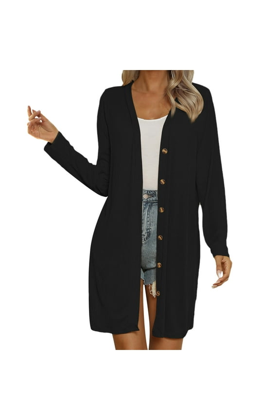 Cardigan For Women Dressy Long Sleeve Knitted Mid Length Button Down Blouses Solid Ice Silk Knitted Open Front Shrugs