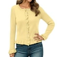 thumbnail image 1 of Cardigan For Women Knit Sweater Open Front Layered Lace Trim Long Sleeve Casual Outwear For Daily Wear Soft Yarn Work Cardians, 1 of 6