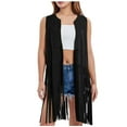 thumbnail image 1 of Cardigan For Women Lightweight Vest Hippie Sleeveless Western Suede Tassel Leather Loose Fit Plus Size Open Front Shrugs, 1 of 9