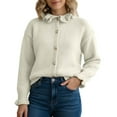 thumbnail image 1 of Cardigan For Women Loose Knit Sweater With Flounce Hem And High Neck Collar For Elegant Fashion Lightweight Outwear Coats, 1 of 5