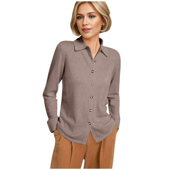 Cardigan For Women Sweater Solid Button Long Sleeve Classic Neck Knit Sweater Casual Lightweight Cardigans