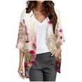 thumbnail image 1 of Cardigan For Women Trendy Floral Print 3/4 Sleeve Kimono Loose Fit Blouses Cover Up Chiffon Casual Open Front Shrugs, 1 of 4