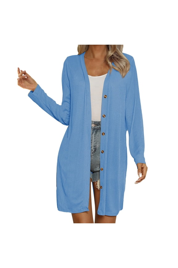 Cardigan For Women Trendy Long Sleeve Knitted Mid Length Button Down Blouses Solid Ice Silk Knitted Open Front Shrugs