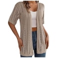 thumbnail image 1 of Cardigan For Women Trendy Solid Color Crochet Short Sleeve Knit Open Front Sun Cover Up Fall Casual Elegant Shrugs, 1 of 5