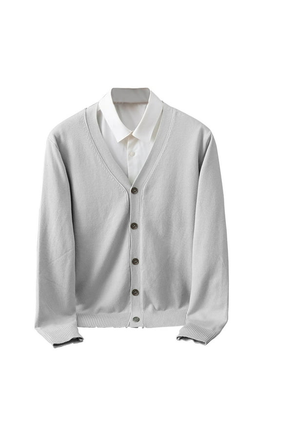 Cardigan Jacket for Men Casual V Neck Long Sleeve Button Down Sweaters Knitting Winter Warm Outerwear Jackets, Gray, M