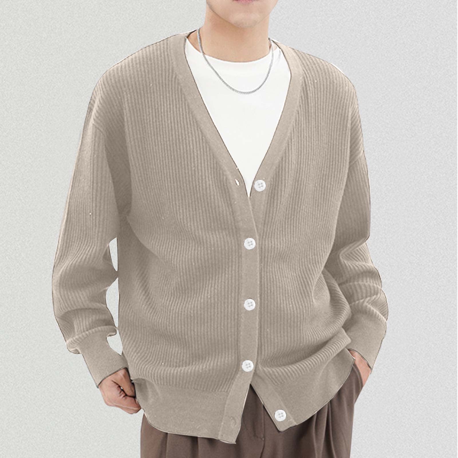 Cardigan Men Mens Clearance Vintage Pit Stripe Cardigan Men S Loose Knit Sweater Sweaters Cotton Cardigan Pierre Cardin Beige XXL Walmart