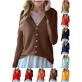 thumbnail image 1 of Cardigan Sweater Girls Solid‑Color V‑Neck Knit Cardigan, Long Sleeve Button Front Sweater with Side Pockets Coffee S, 1 of 4