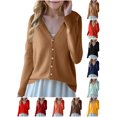 thumbnail image 1 of Cardigan Sweater Girls Solid‑Color V‑Neck Knit Cardigan, Long Sleeve Button Front Sweater with Side Pockets Gold L, 1 of 4
