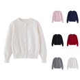 thumbnail image 1 of Cardigan Sweater for Girl Boy 2026 Fall Winter Trendy Long Sleeve Crewneck Open Front Button Sweater Kids Knitwear Tops, 1 of 7