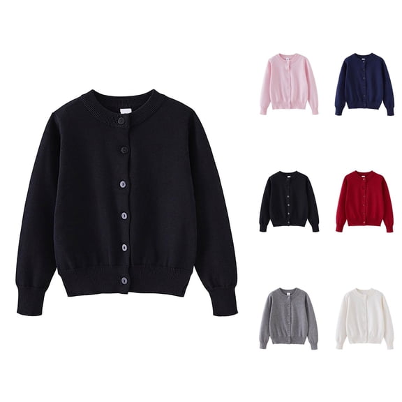Cardigan Sweater for Girl Boy 2026 Fall Winter Trendy Long Sleeve Crewneck Open Front Button Sweater Kids Knitwear Tops