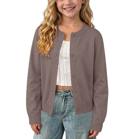 Cardigan Sweater for Girls Kids School Uniform Toddler Button Down Knit Sweaters Tops Toddler Plain Warm Fall Winter Jacket Fashion Outfits 2026