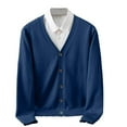 thumbnail image 1 of Cardigan Sweater for Men V-Neck Slim Fit Long Sleeve Button Down Cardigans Casual Lightweight Basic Sweaters for Work Daily, 1 of 7