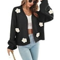 thumbnail image 1 of Cardigan Sweater for Women Floral Print Loose Casual Button Down Open Front Knit Cardigans Alsol Lamesa, 1 of 6