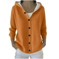 thumbnail image 1 of Cardigan Sweater for Women Long Sleeve Hooded Button Down Solid Knit Coat Orange 2XL, 1 of 5