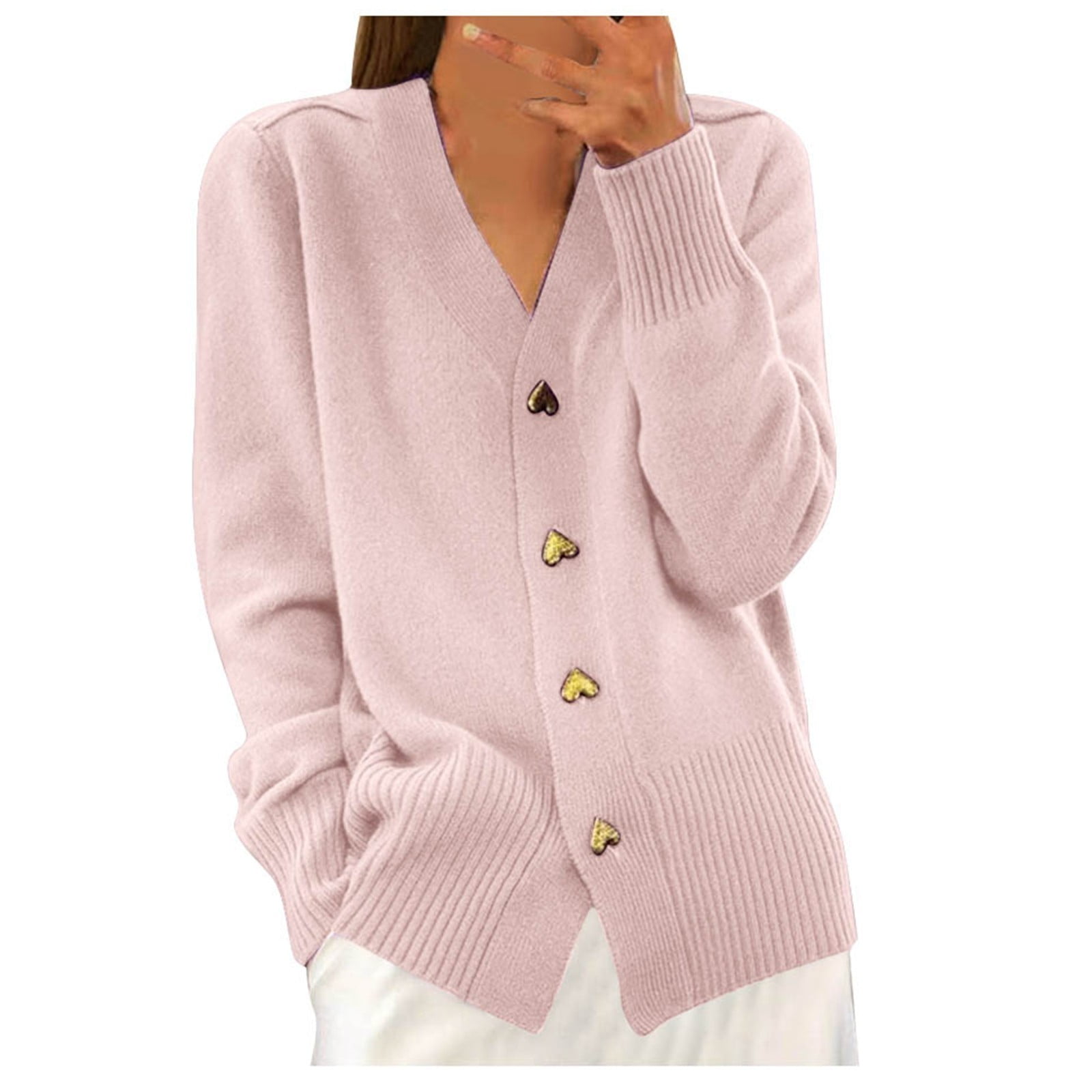 Cardigan Sweater for Women Long Sleeve Knit V-Neck Button Up Womens ...