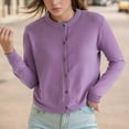 thumbnail image 1 of Cardigan Sweater for Women Long Sleeve Round Neck Knitted Button Down Cardigan for Dress Open Front Purple Layering Top Fall Outfits, 1 of 7