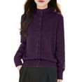 thumbnail image 1 of Cardigan Sweater for Women Long Sleeve Round Neck Knitted Button Down Women Cardigan Open Front Dark Purple Layering Top Fall Outfits for Women, 1 of 5