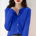 thumbnail image 1 of Cardigan Sweaters Fall Work Clothes Oversized Sweaters Cozy Sweaters Work Tops Button Up Cardigan Cute Tops Sweaters for Women Knit Cardigan Lightweight Sweaters Soft Cardigans Blue L, 1 of 4