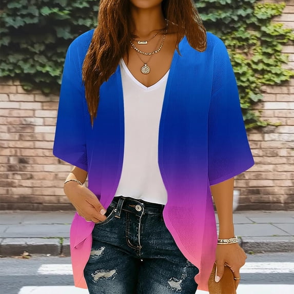 Cardigan Sweaters For Women Fashionable Casual 3/4 Sleeve Beach Cover Shirt Spring And Summer Cardigan Sweaters