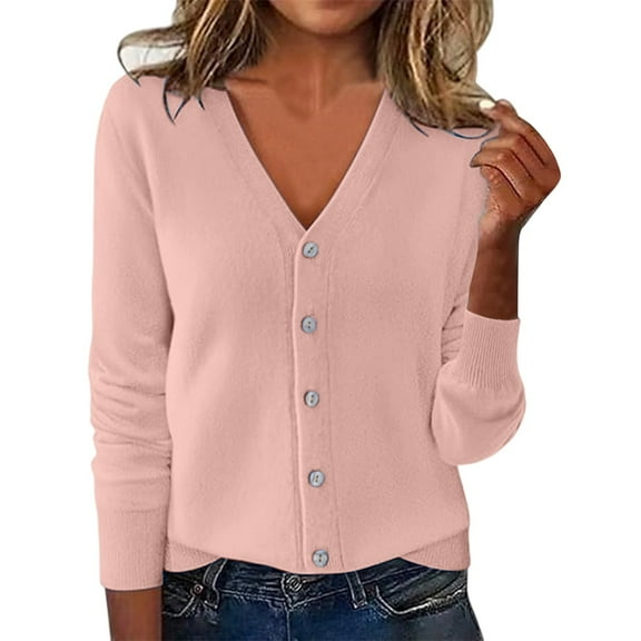 Cardigan Sweaters For Women Lightweight Women's V Neck Knitted Cardigan Sweater Long Sleeve Spring Autumn Fashion Lightweight Layering Top