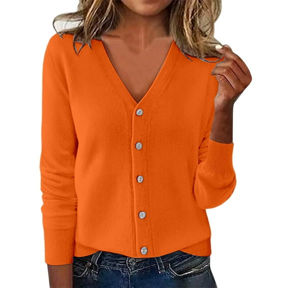 Cardigan Sweaters For Women Lightweight Women's V Neck Knitted Cardigan Sweater Long Sleeve Spring Autumn Fashion Lightweight Layering Top