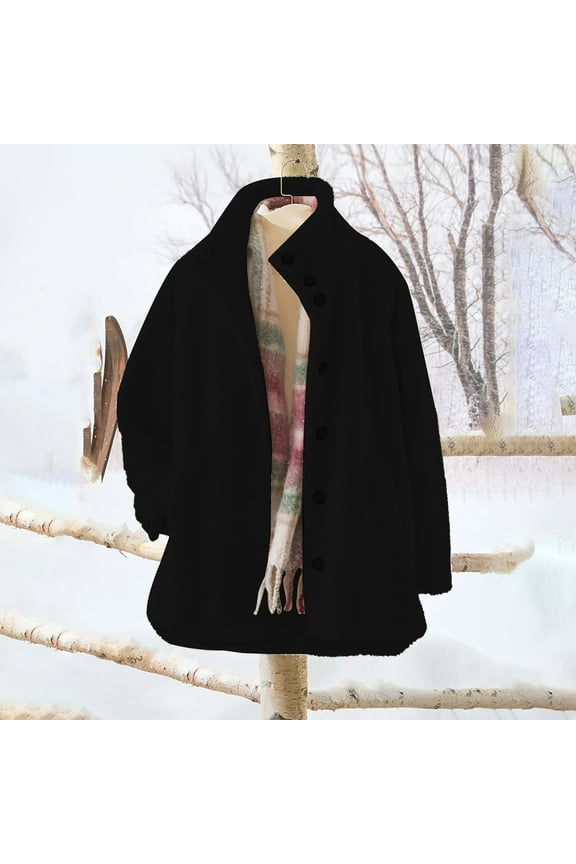 Cardigan Sweaters For Women New Button Down Solid Color Cardigan Hoodie Fleece Coat, Black , Size XS-5XL