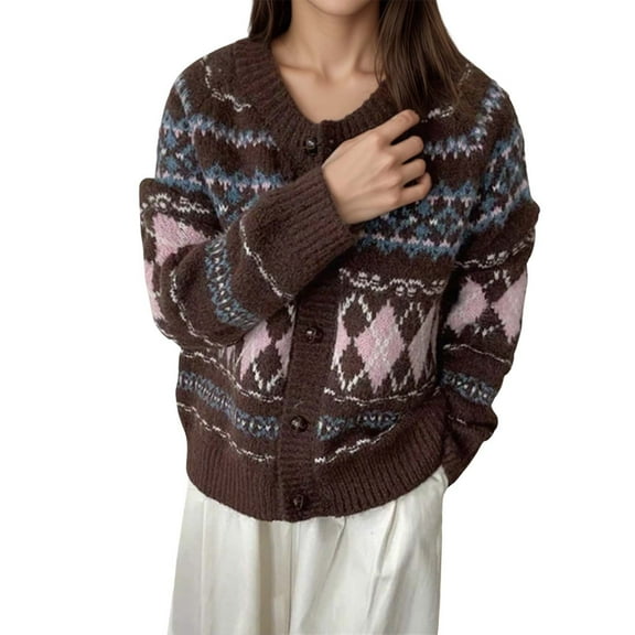 Cardigan Sweaters For Women Open Front Cozy Fall Cardigans Sweater Midweight Winter Warm Long Sleeved Round Neck Knitted Sweater Coat Coffee