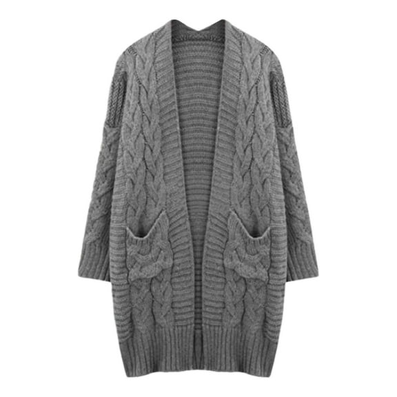 Cardigan Sweaters For Women Open Front Cozy Fall Cardigans Sweater Midweight Winter Warm Long Sleeved Round Neck Long Knitted Sweater Coat