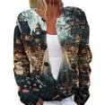 thumbnail image 1 of Cardigan Sweaters For Women Printed Halloween Fashion Lightweight Cardigan Polyester Spandex Blending Shirts 1Pc Gray M Sweaters For Women, 1 of 4