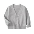 thumbnail image 1 of Cardigan Sweaters for Girls Trendy New Unisex Boys Girls Cardigans Sweater V-Neck Long Sleeve School Uniforms Button Knit Tops Fall Winter Outerwear Gray 4-5 Years, 1 of 6