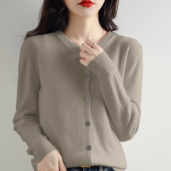 Cardigan Sweaters Light Sweater Knit Cardigan Cropped Cardigan Solid Color Cute Tops Women's Clothing Fall Outfits Teacher Outfits Button Up Cardigan Teacher Clothes Fall Clothes Coffee M