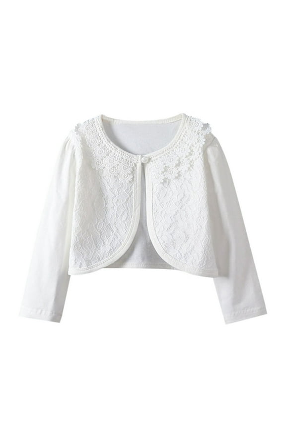 Cardigan Sweaters for Teen Girls Cute New Toddler Kids Baby Girls Fashion Cute Solid Color Long Sleeved Lace Princess Cardigan Shawl Tops Coat Style B-1 White 4-5 Years