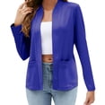thumbnail image 1 of Cardigan Sweaters For Women Autumn Solid Color Pocket Jacket Long Sleeved Loose Casual Suit Style Blended Fabric Female Polyester Jacket Outerwear Jackets 1Pc Blue Xl Sweaters For Women, 1 of 4
