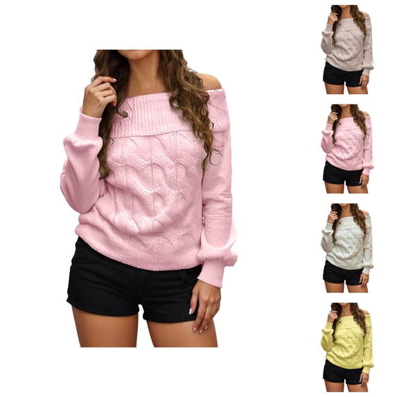 Cardigan Sweaters for Women Casual Knit Lightweight Boho Vacation Summer Outfit Elegant Off Shoulder Long Sleeve Knit Pullover Sweater For Fashion Forward Styles