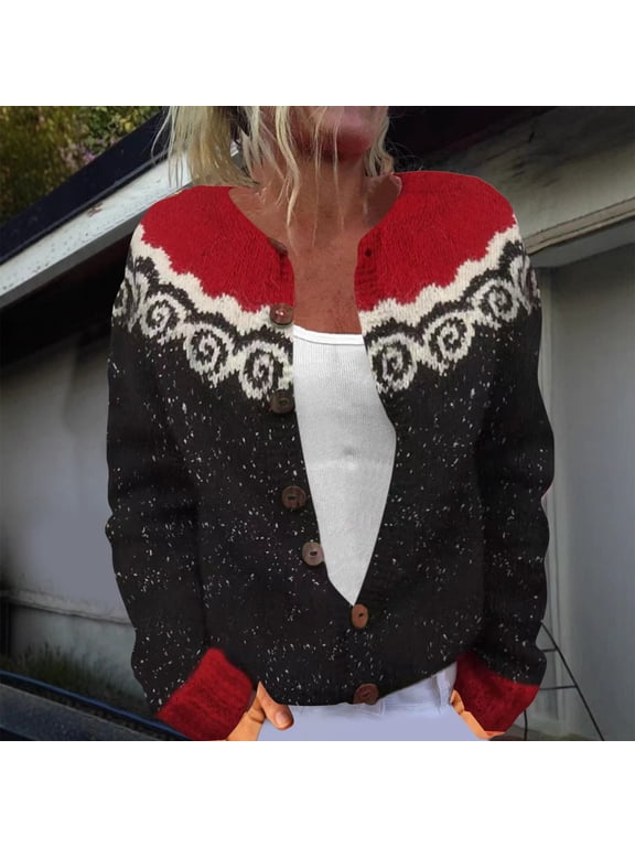 Cardigan Sweaters for Women Christmas Gifts Cozy Chunky Cardigan Office Jackets Going Out Tops Open Fornt Button Down Sweaters Fall Must Haves Womens Clothes Under $20 Soft Nice Thick Sweaters Black