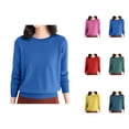 thumbnail image 1 of Cardigan Sweaters for Women Knit Long Sleeve Casual Autumn Clothing Women's Casual Loose Fit Knitted Pullover Sweater Low Cut Round Neck Lightweight Top For Fall Winter, 1 of 7