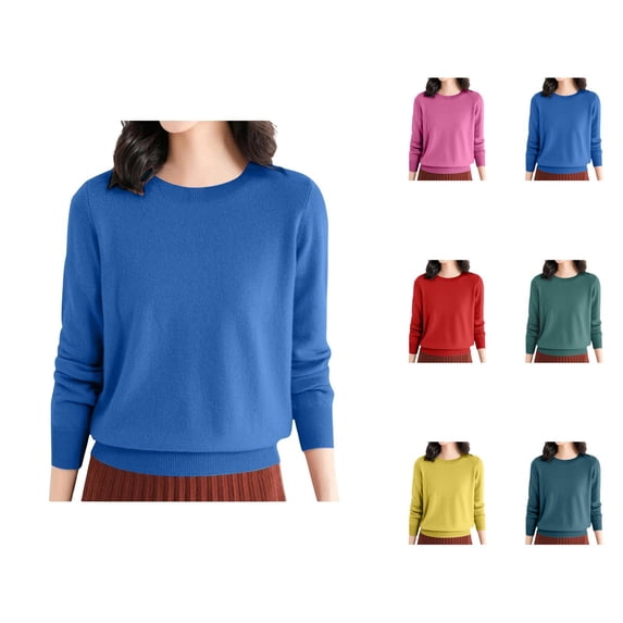 Cardigan Sweaters for Women Knit Long Sleeve Casual Autumn Clothing Women's Casual Loose Fit Knitted Pullover Sweater Low Cut Round Neck Lightweight Top For Fall Winter