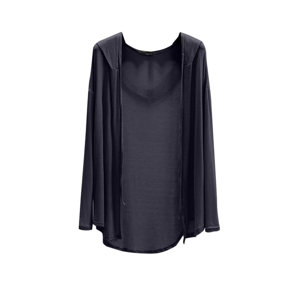 Cardigan Sweaters for Women Dressy New Women Casual Lightweight Open Front Cardigans Long Sleeve Hooded Sweater Lightweight Solid Color Outerwear Dark Gray 4XL
