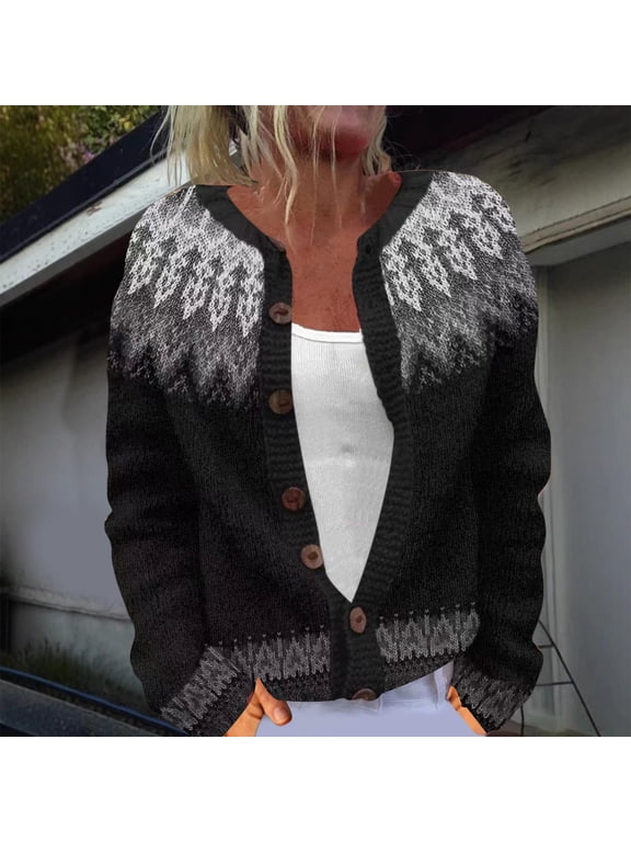 Cardigan Sweaters for Women Fashion Clothing Airport Travel Outfit Womens Clothes Under $20 Long Sleeve Shirts Sueters De Mujeres Chunky Cardigan Work Open Fornt Button Down Thick Sweaters Black