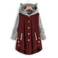 thumbnail image 1 of Cardigan Sweaters for Women Faux Fur Jacket Women 2023 Winter Fashion Sherpa Fleece Coats Button Down Cat Ear Hooded Outwear Soft Warm Hoodie Light Weight Zip Up Hoodie Women, 1 of 5