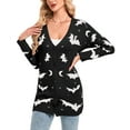 thumbnail image 1 of Cardigan Sweaters for Women Halloween Day Sweaters Bat Printed Knit Button V Neck Open Front Long Sleeve Mid-Length Fall Fashion Outerwear Cardigans Alsol Lamesa, 1 of 6