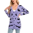 thumbnail image 1 of Cardigan Sweaters for Women Halloween Day Sweaters Bat Printed Knit Button V Neck Open Front Long Sleeve Mid-Length Fall Fashion Outerwear Cardigans Alsol Lamesa, 1 of 6