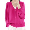 thumbnail image 1 of Cardigan Sweaters For Women Ice Linen Loose Thin Cardigan V Neck Long Sleeve Style Cotton And Linen Blended Cardigan Outerwear Jackets 1Pc Pink Xl Sweaters For Women, 1 of 9