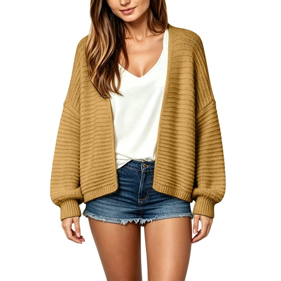 Cardigan Sweaters for Women Knit Baggy Shirts Oversized Shirts for Women Cute Tops Casual Tops for Women Fall Outfits for Women Workout Tops for Women,Yellow,A