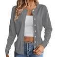 thumbnail image 1 of Cardigan Sweaters For Women Lightweight Crew Neck Long Sleeve Cardigan Sweater Fall Fashion Outfits Clothing Covering Yarn Blending Jackets Outerwear Jackets 1Pc Gray M Sweaters For Women, 1 of 5